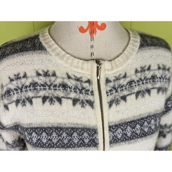VTG PHD Paul Harris Design Sz L Full Zip Knit Cardigan Nordic LambsWool Blend - Picture 2 of 10